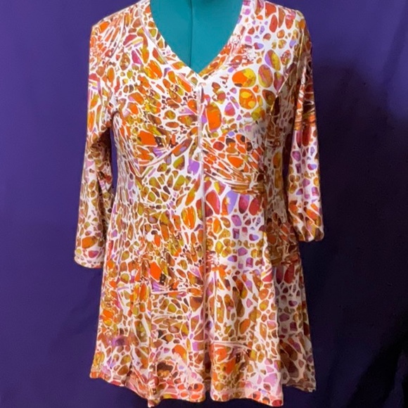 Attitudes by Renee Tops - Attitudes by Renee women’s multicolored v-neck blouse, size L